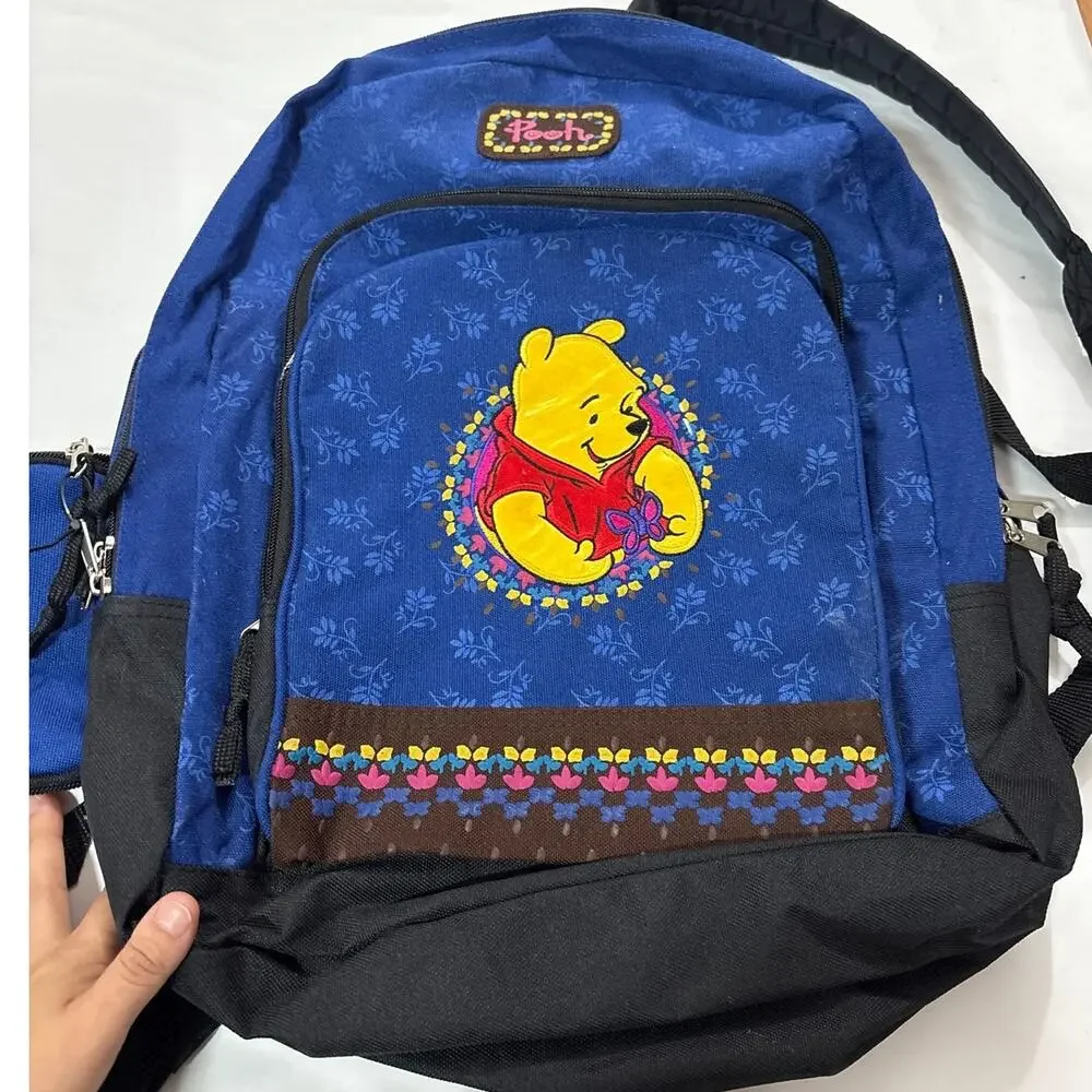 Vintage Winnie the Pooh Bookbag Backpack Travel School CD Case Rare Retro